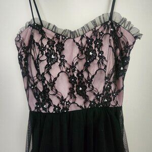 Sweetheart black pink ruffle dress